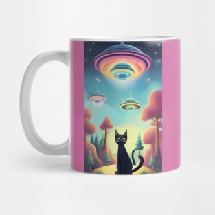 Cat UFO Forest Mug